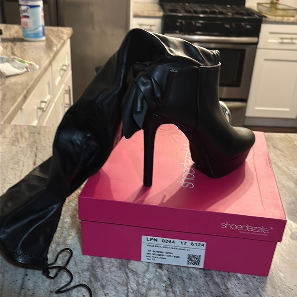 Shoe Dazzle Black Women's High Heel Boots